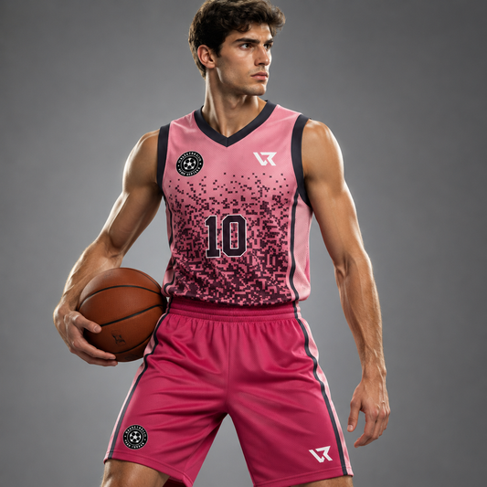 Dijital Geçişli Desenli Basketbol Forması - sporcu üzerinde