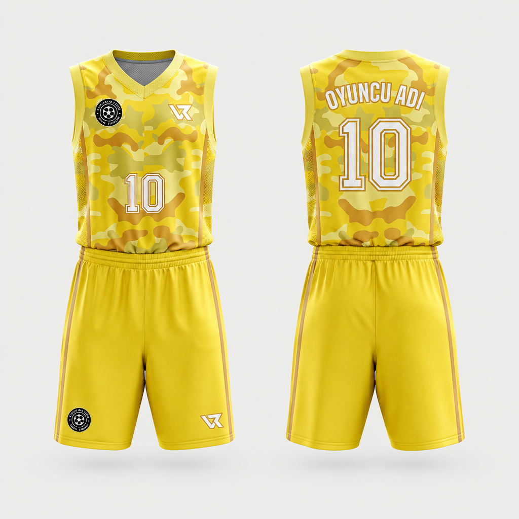 Orman Kamuflaj Desenli Basketbol Forması VB-AI018 - ön ve arka görünüm