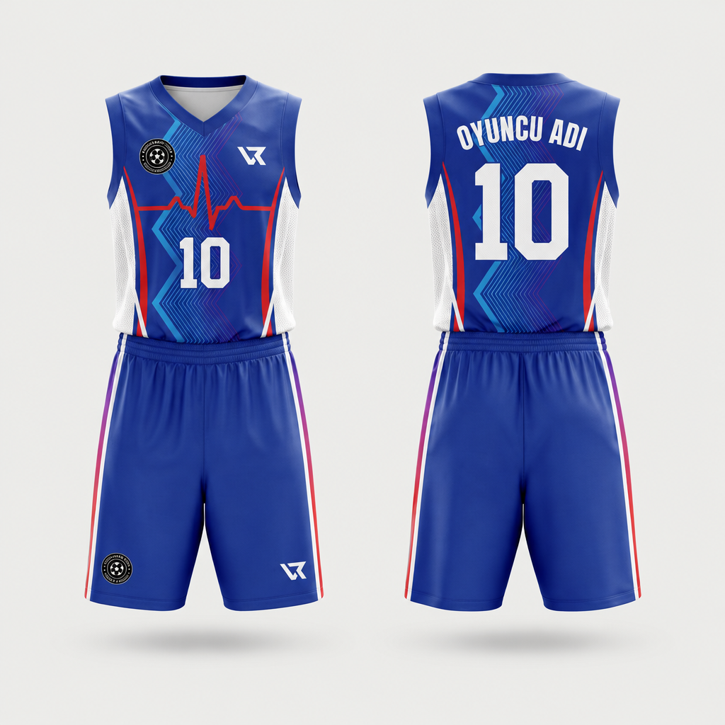 Spiral Çizgi Desenli Basketbol Forması VB-AI013 - ön ve arka görünüm