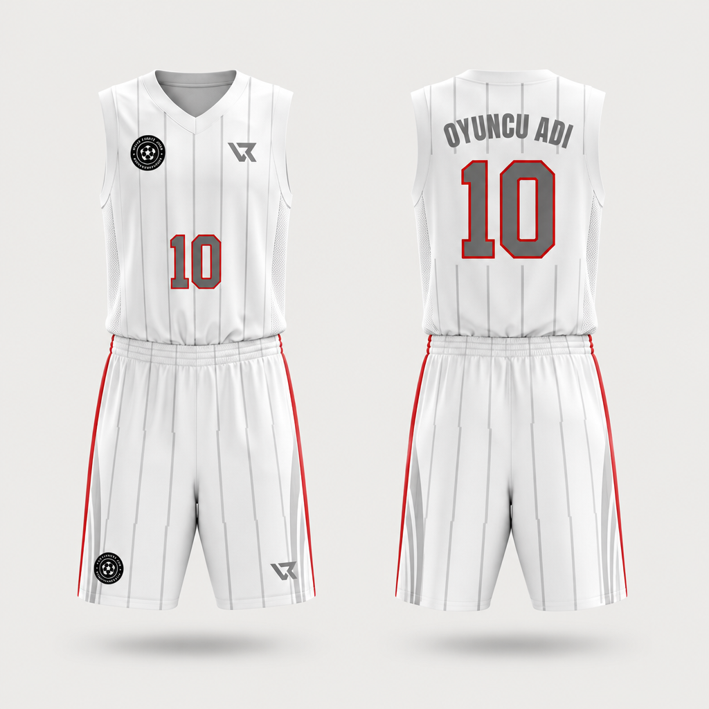 Fit Çizgi Desenli Basketbol Forması VB-AI021 - ön ve arka görünüm