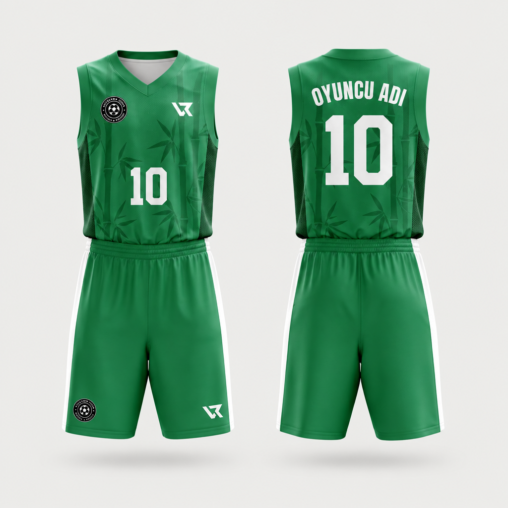 Bambu Desenli Basketbol Forması VB-AI023 - ön ve arka görünüm