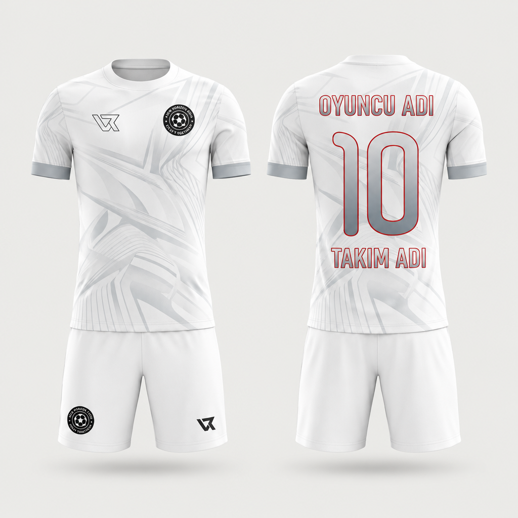 Beyaz Birlik Onuru Desenli Halı Saha Forması VF-AI028 - ön ve arka görünüm