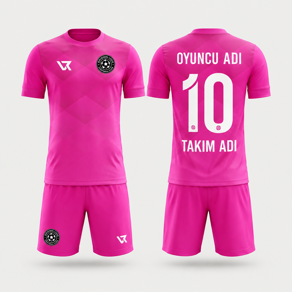 Pembe Klasik Şevron Desenli Halı Saha Forması VF-AI031 - ön ve arka görünüm