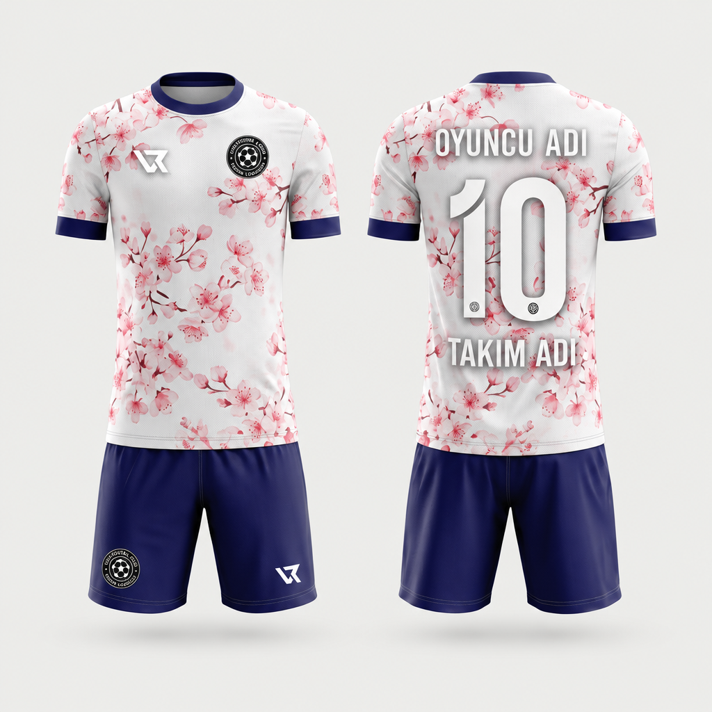 Çiçek Açan Desenli Halı Saha Forması VF-AI030 - ön ve arka görünüm