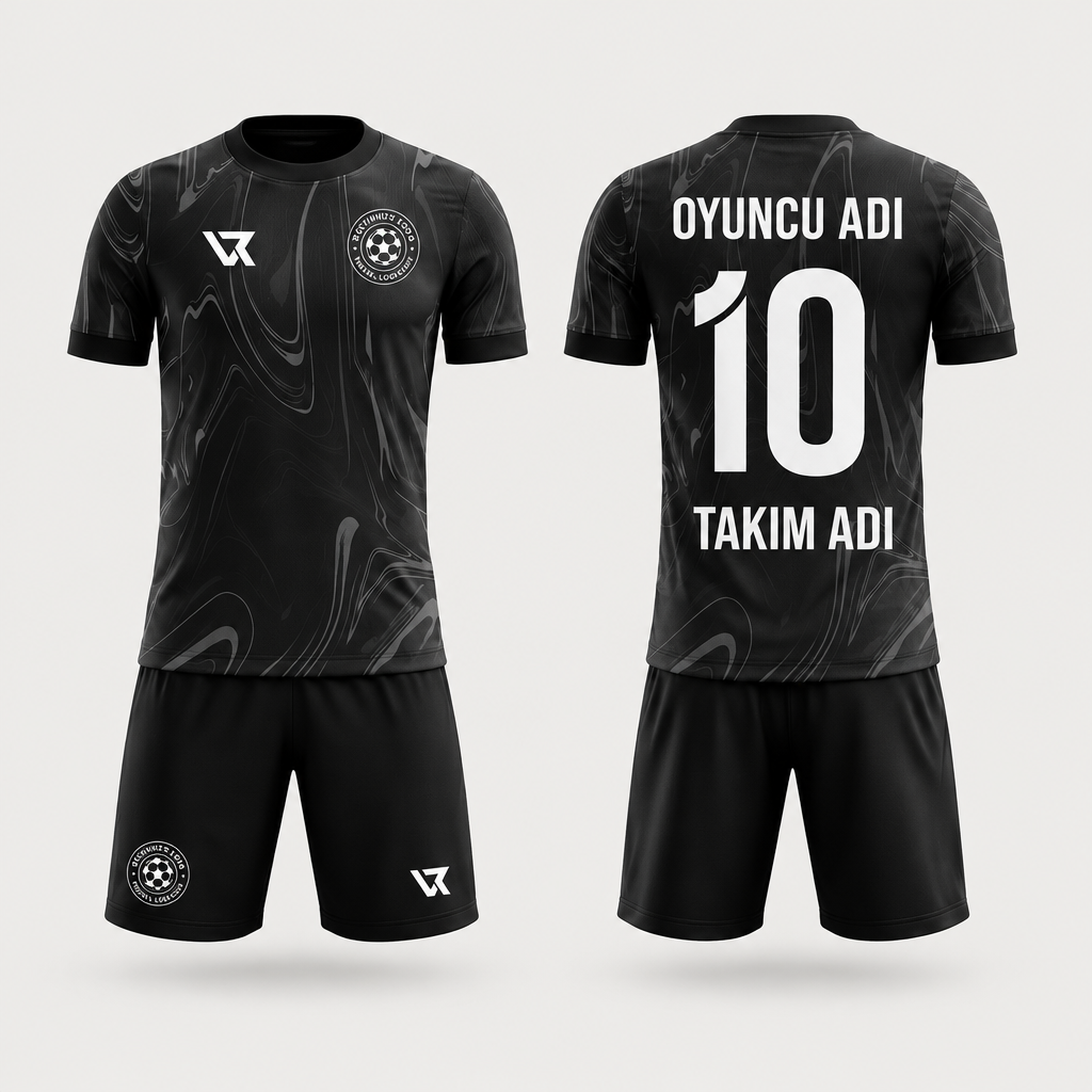Siyah Damar Deseni Halı Saha Forması VF-AI015 - ön ve arka görünüm