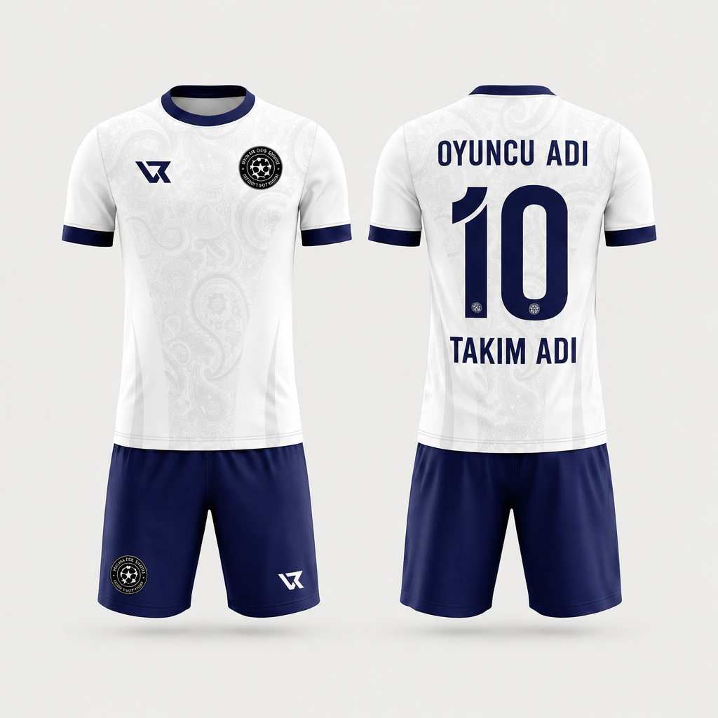 Beyaz Ağaç Deseni Halı Saha Forması VF-AI004 - ön ve arka görünüm