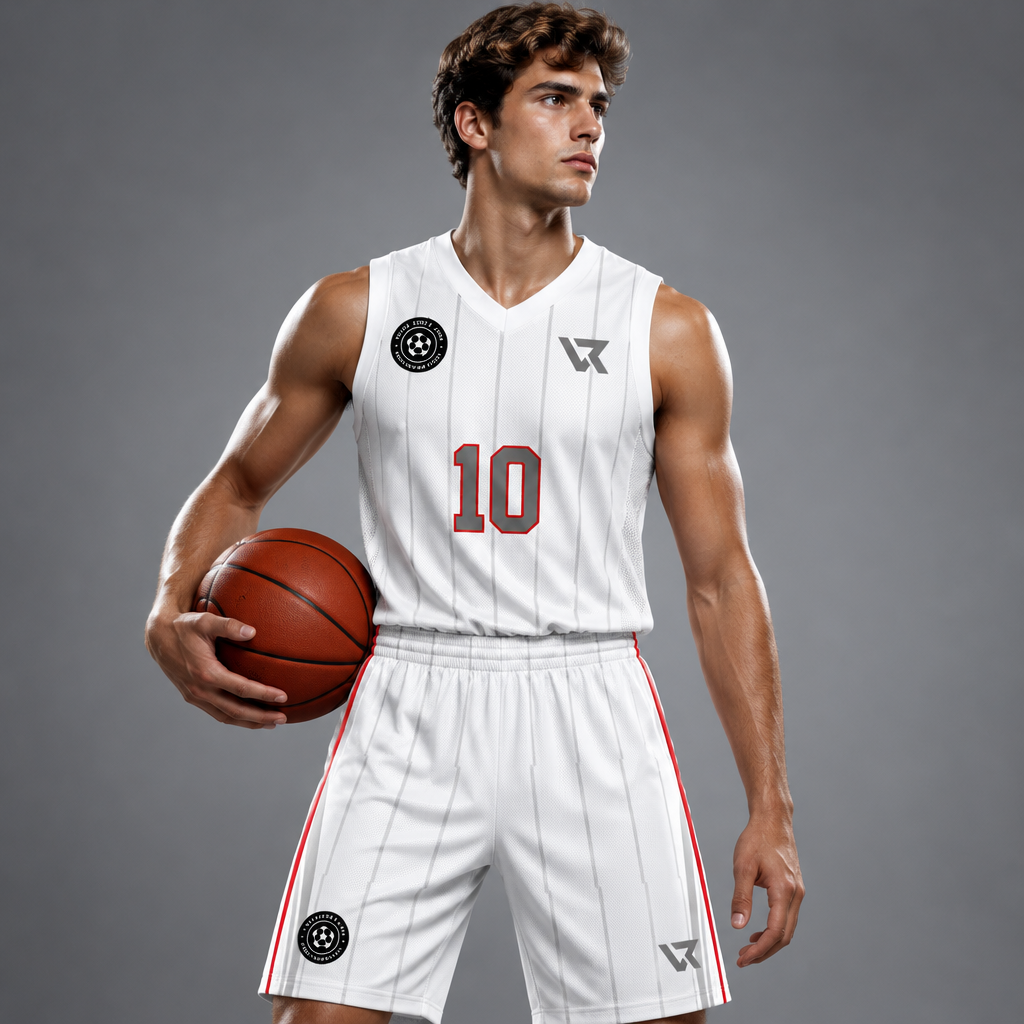 Fit Çizgi Desenli Basketbol Forması VB-AI021 - sporcu üzerinde