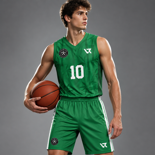 Bambu Desenli Basketbol Forması VB-AI023 - sporcu üzerinde