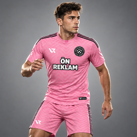 VEROS Pembe Dalga Kişiye Özel Futbol Forma Takımı - sporcu üzerinde