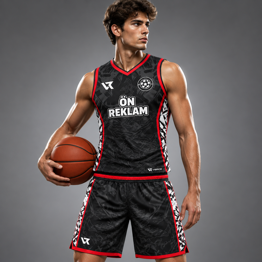 VEROS Midnight Red Basketbol Forma Takımı - sporcu üzerinde