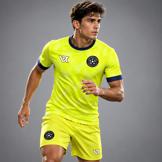 Neon Sarı Ekose Desenli Halı Saha Forması VF-AI033 - sporcu üzerinde