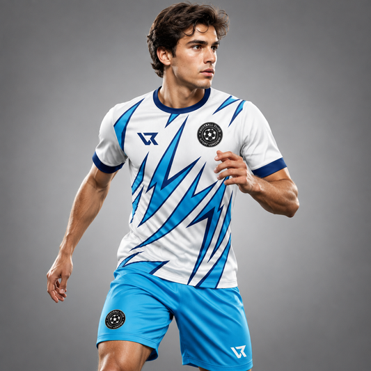 Beyaz Bıçak Ağzı Desenli Halı Saha Forması VF-AI021 - sporcu üzerinde