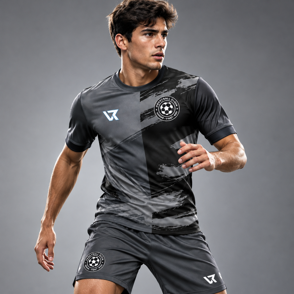Gri-Siyah Dalga Desenli Halı Saha Forması VF-AI011 - sporcu üzerinde