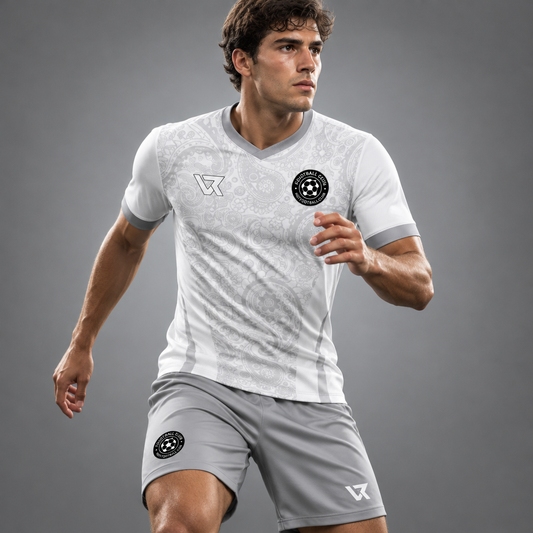 Beyaz Paisley Desenli Halı Saha Forması VF-AI003 - sporcu üzerinde