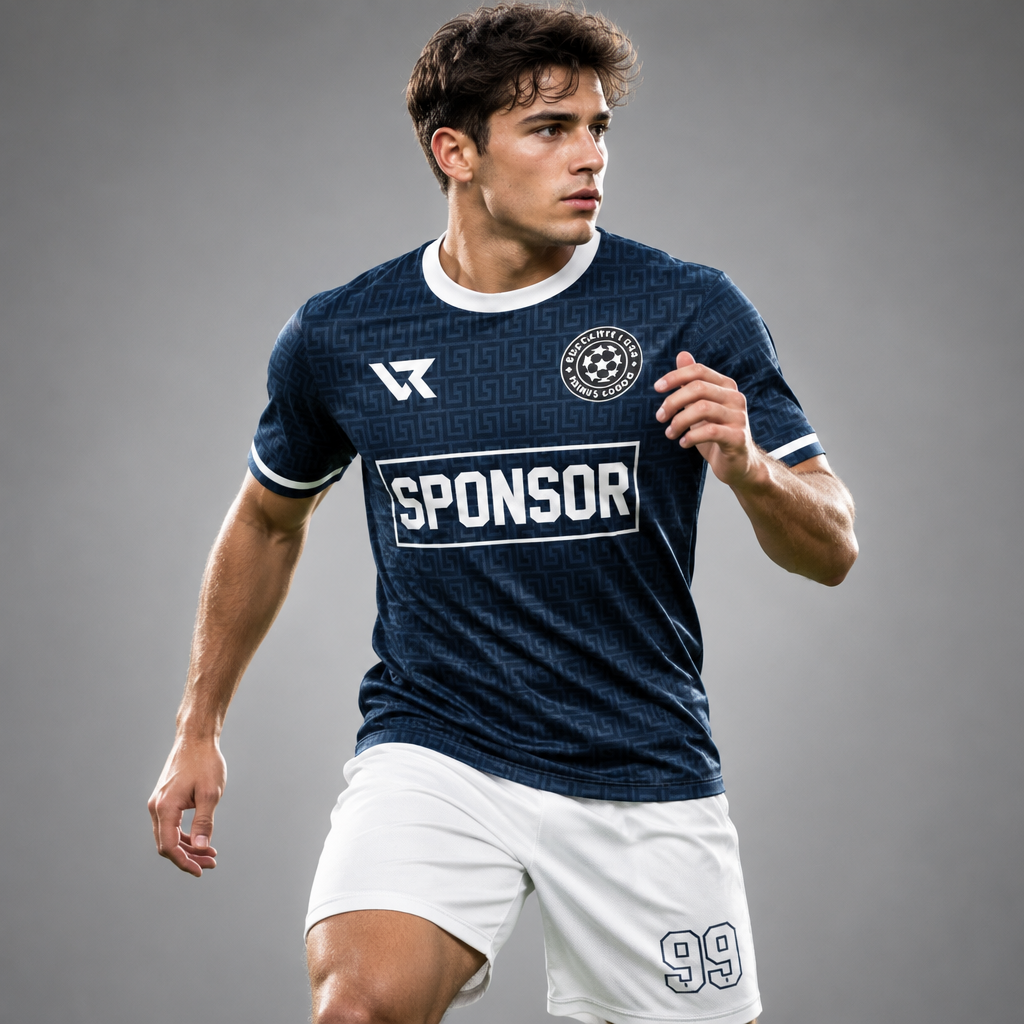Beyaz Siyah Modern Halı Saha Futbol Forması - sporcu üzerinde