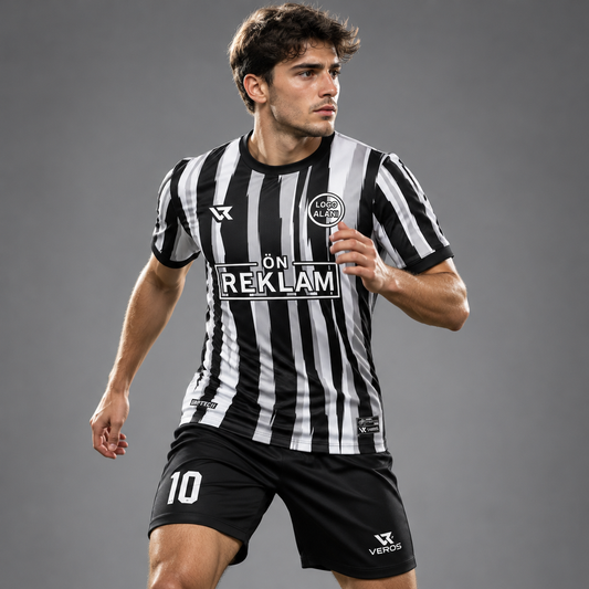 Siyah Gri Desenli Halı Saha Forması VF000881 - sporcu üzerinde