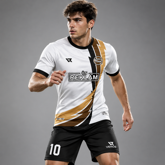 Beyaz Nokta Desenli Halı Saha Forması VF000441 - sporcu üzerinde