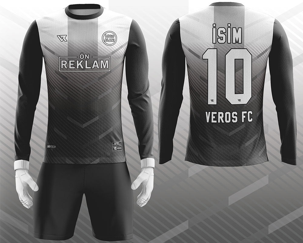 Siyah Kaleci Forması Beyaz Desenli Tasarım VFK0018