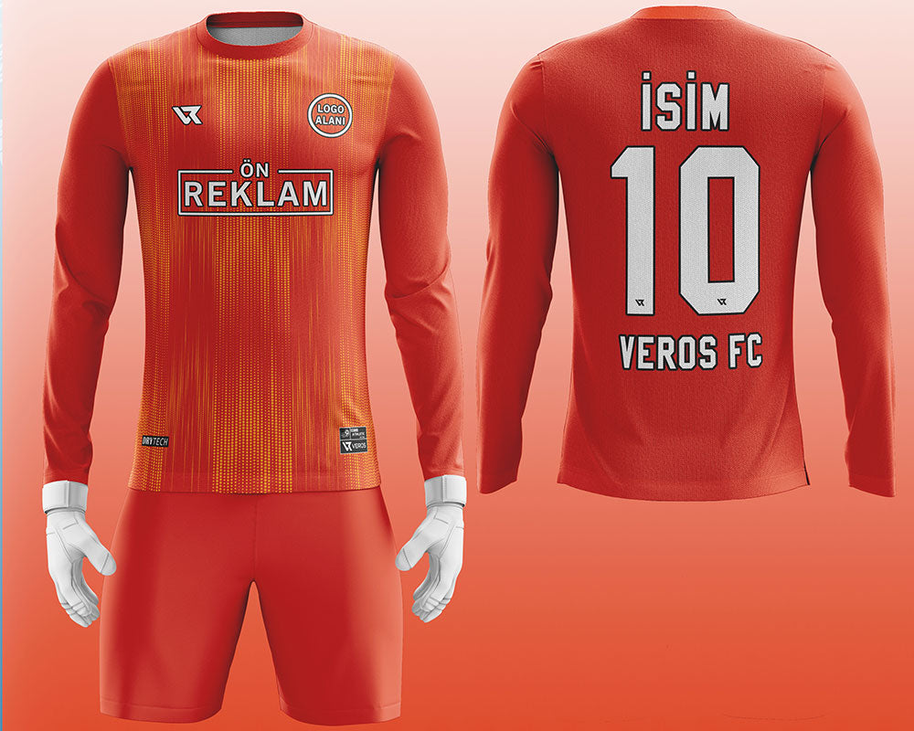 Kırmızı Kaleci Forması Turuncu Desenli VFK0022