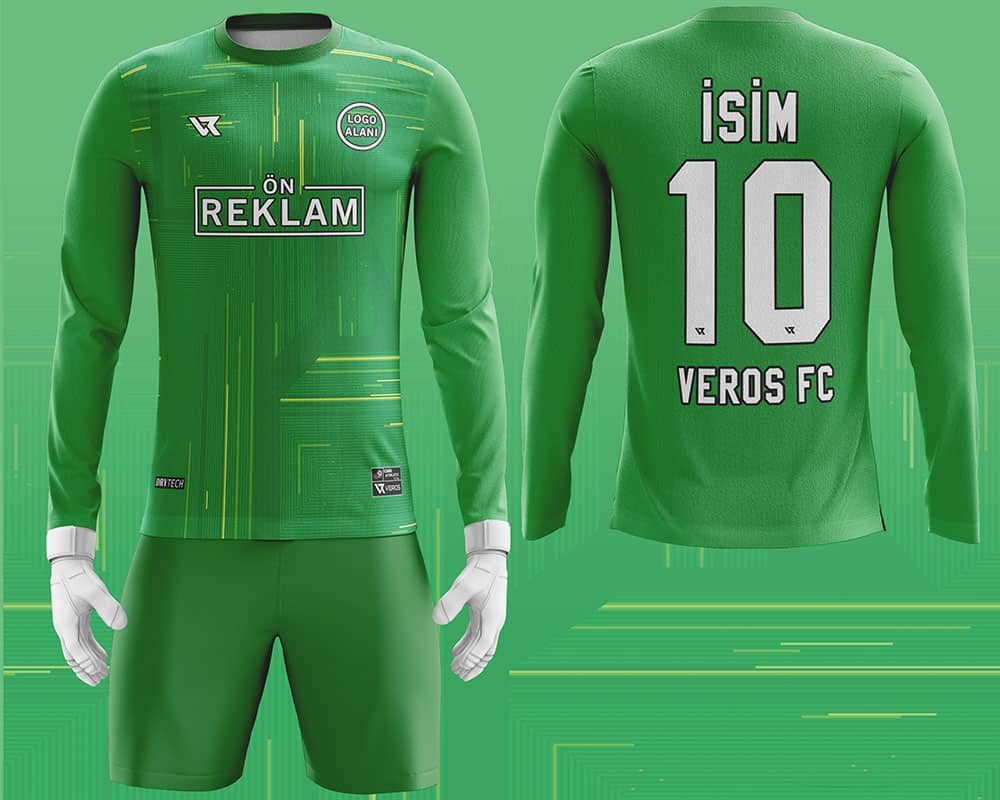 Sarı Desenli Yeşil Özel Tasarım Kaleci Forması VFK0005