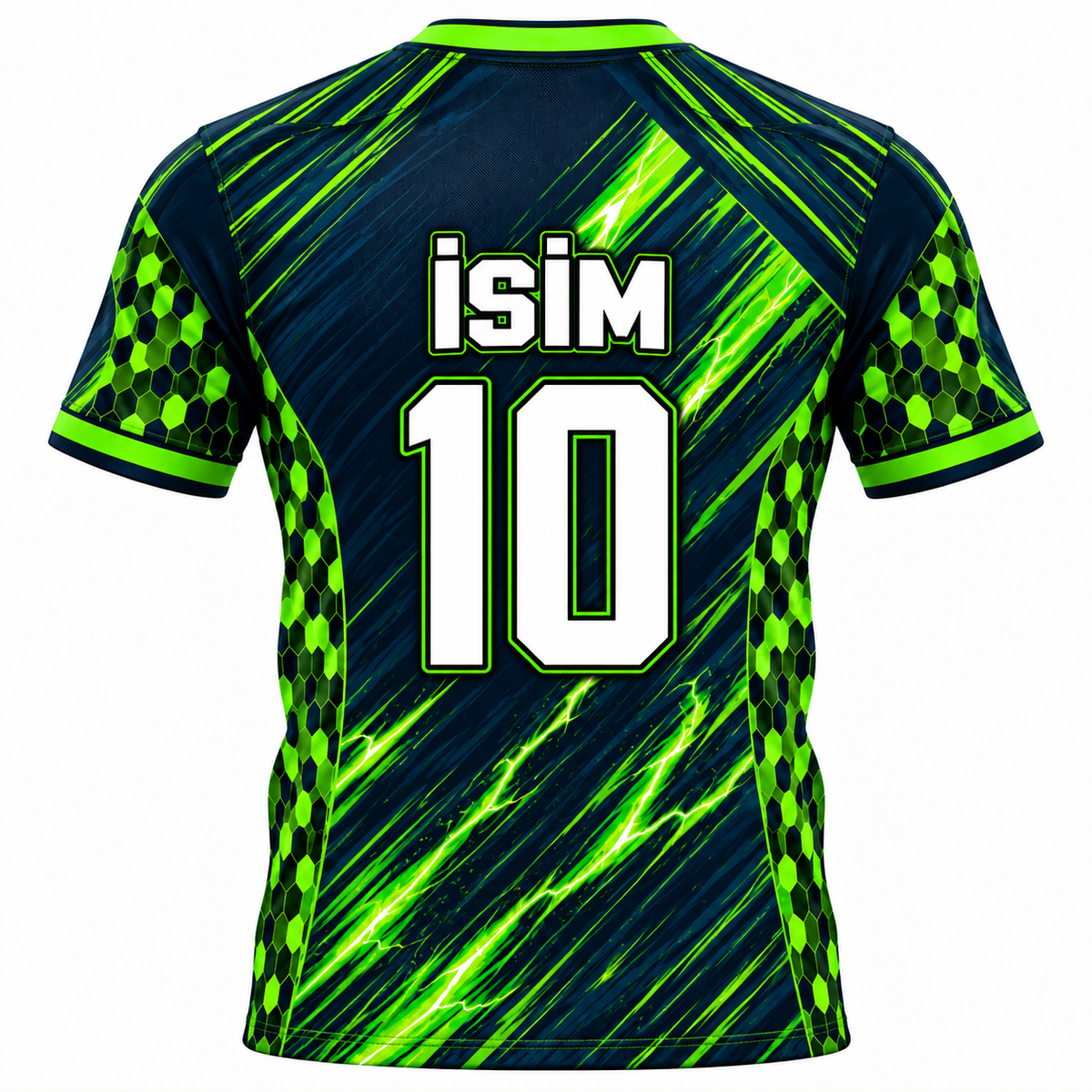 Lacivert yeşil aslan desenli futbol forması - arka görünüm