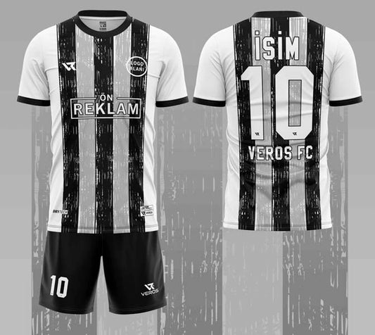 Siyah Gri Şerit Desenli Halı Saha Forması VF000991