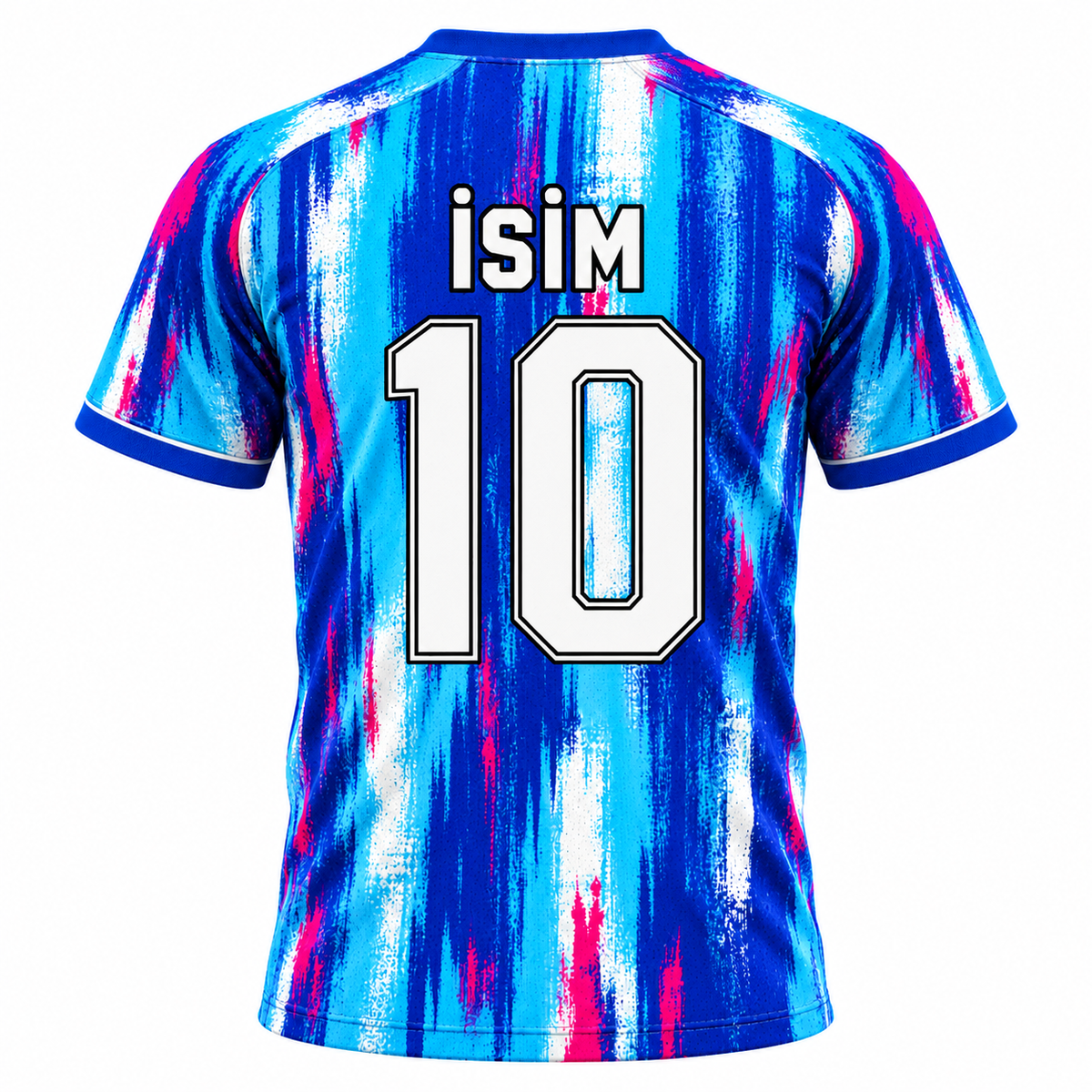 VEROS Mavi Fırça Kişiye Özel Futbol Forma Takımı arka görünüm isim ve 10 numara