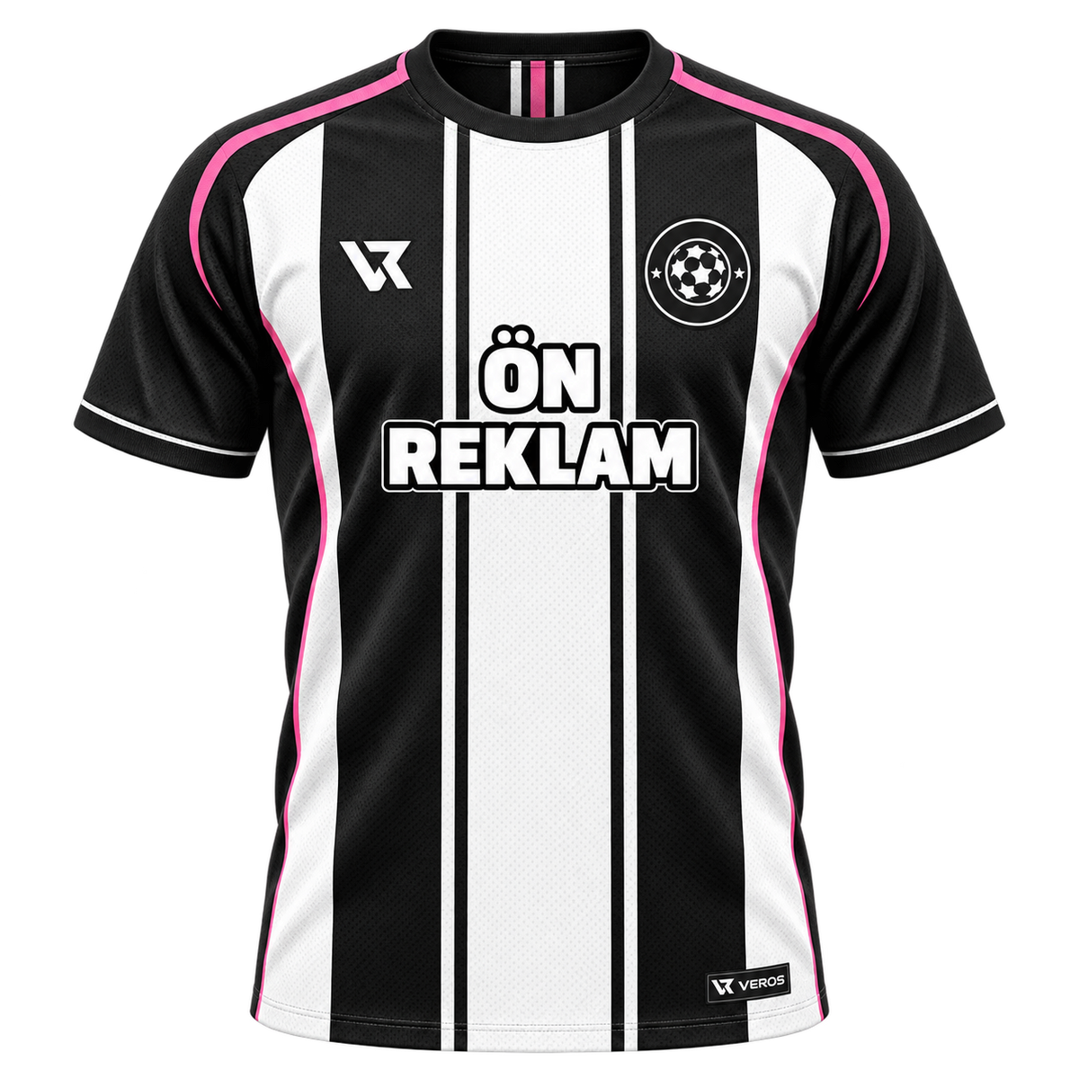 VEROS Pembe Şerit Kişiye Özel Futbol Forma Takımı ön görünüm