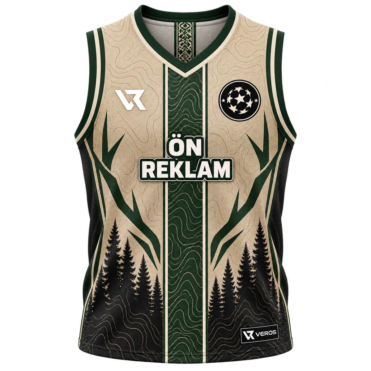VEROS Alpine Stag Basketbol Forma Takımı ön görünüm Bej-Orman Yeşili