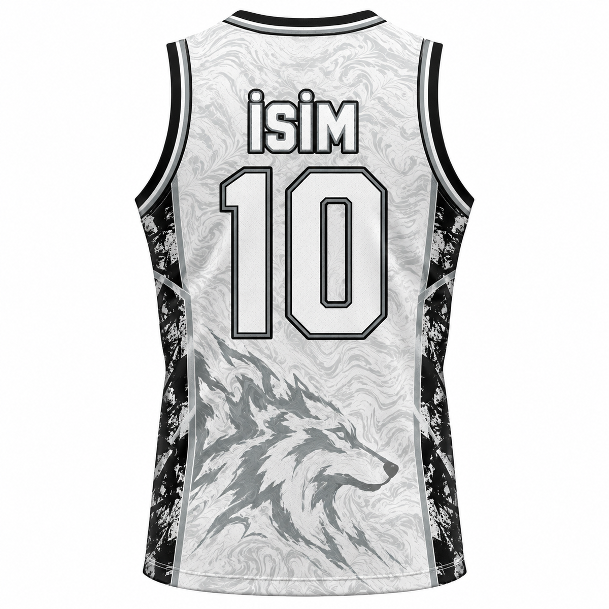 VEROS Arctic Wolf Basketbol Forma Takımı arka isim ve numara görünümü