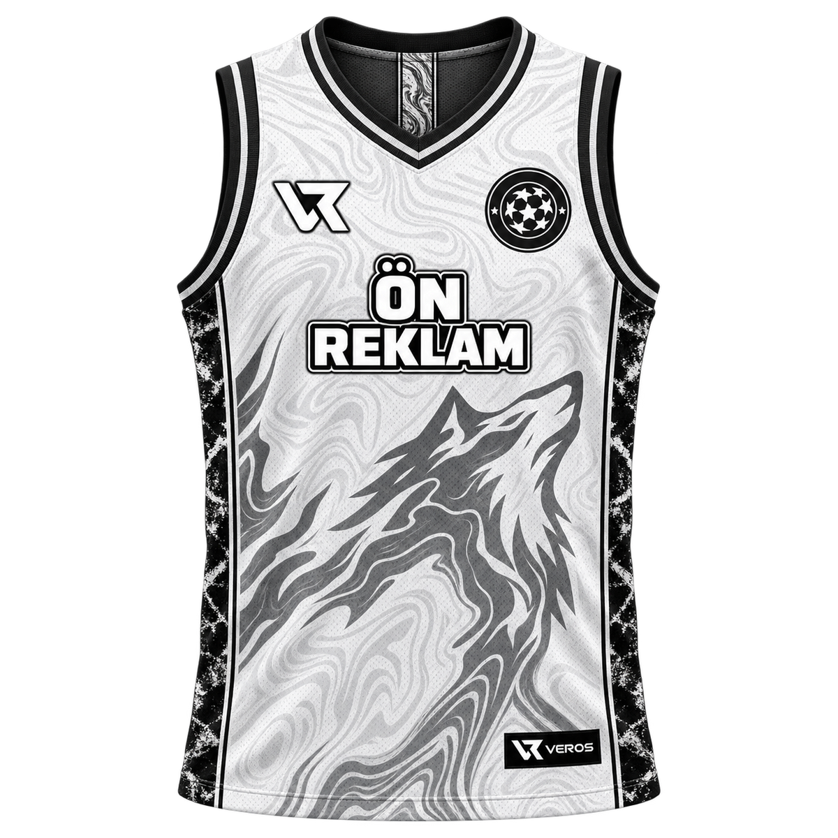 VEROS Arctic Wolf Basketbol Forma Takımı ön görünüm Beyaz-Siyah-Gri