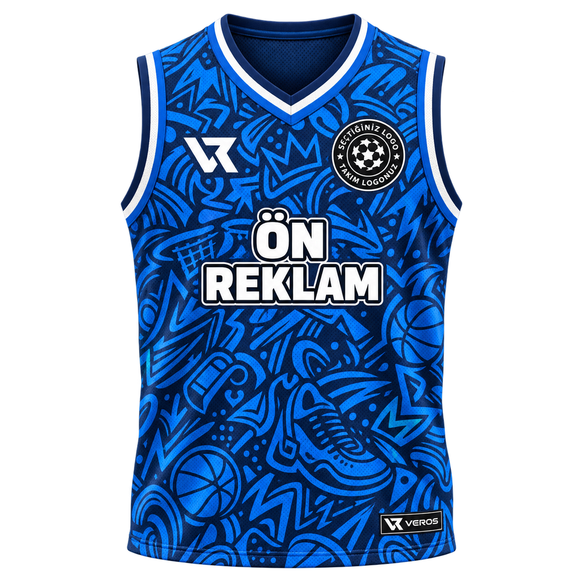 VEROS Blue Doodle Basketbol Forma Takımı ön görünüm Lacivert-Mavi