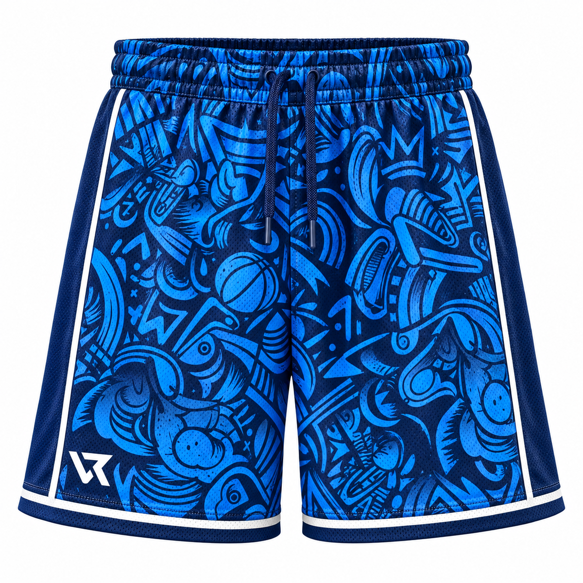 VEROS Blue Doodle Basketbol Forma Takımı eşleşen basketbol şortu