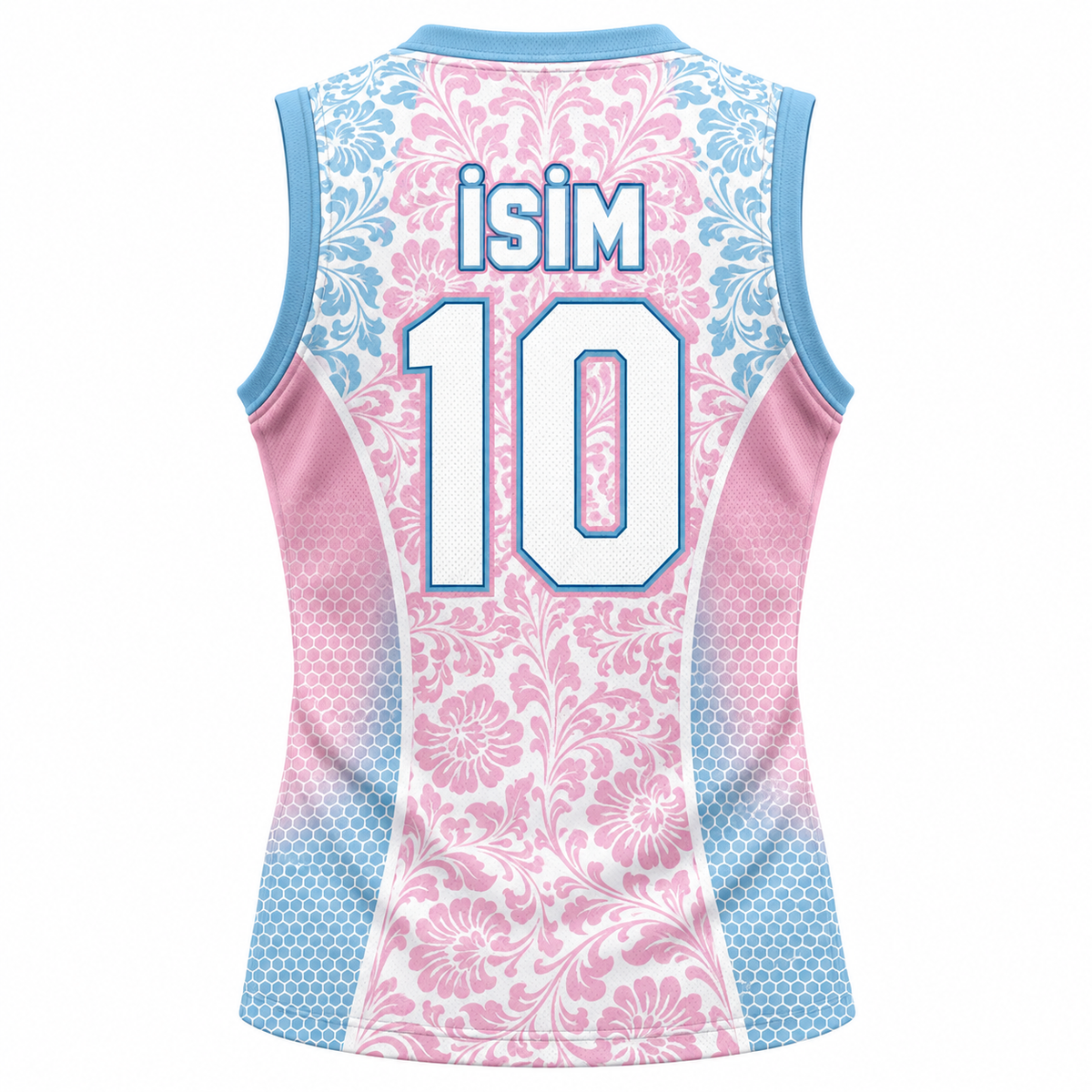 VEROS Blush Bloom Voleybol Forma Takımı kolsuz arka isim ve numara görünümü