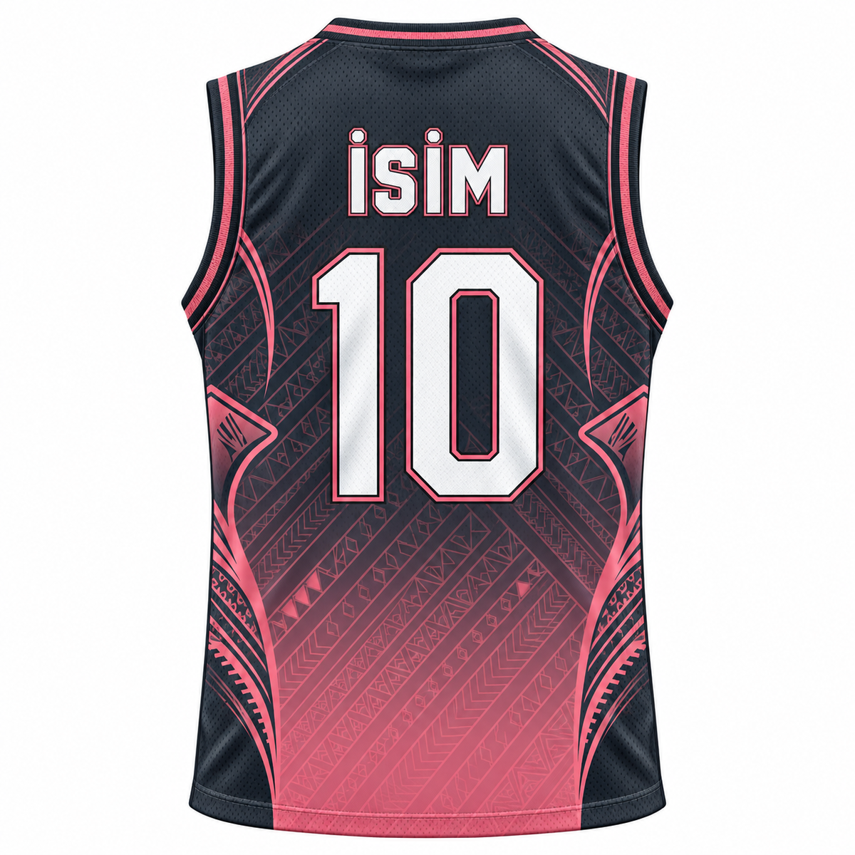 VEROS Coral Tribal Basketbol Forma Takımı arka isim ve numara görünümü