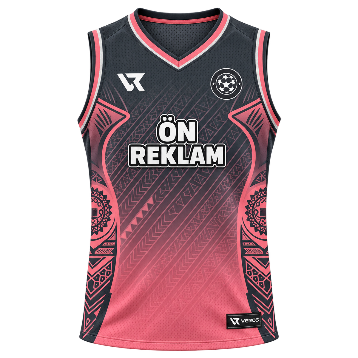 VEROS Coral Tribal Basketbol Forma Takımı ön görünüm Antrasit-Mercan