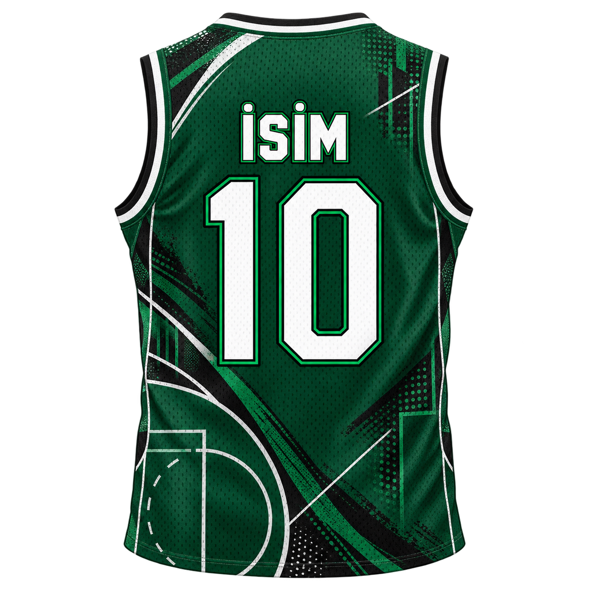 VEROS Emerald City Basketbol Forma Takımı arka isim ve numara görünümü