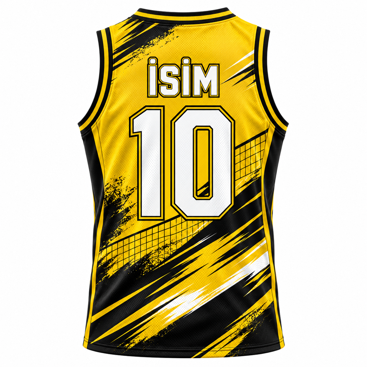 VEROS Golden Strike Voleybol Forma Takımı kolsuz arka isim ve numara görünümü