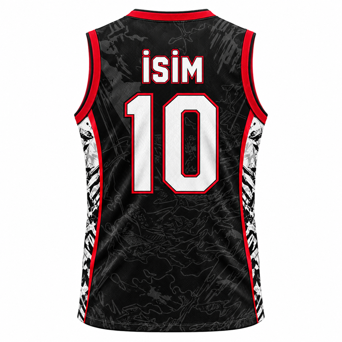 VEROS Midnight Red Basketbol Forma Takımı arka isim ve numara görünümü