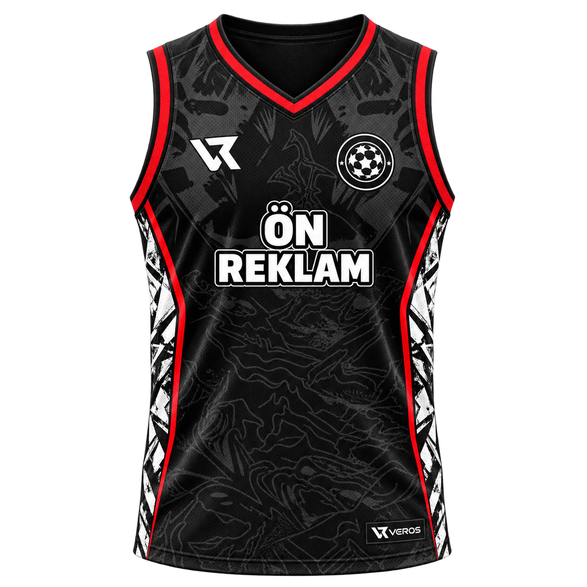 VEROS Midnight Red Basketbol Forma Takımı ön görünüm Siyah-Kırmızı