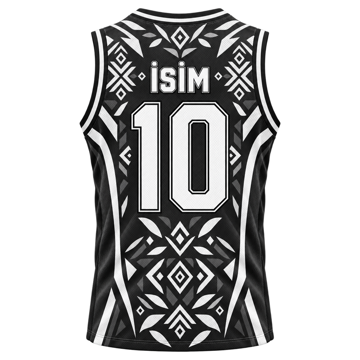 VEROS Mono Tribal Basketbol Forma Takımı arka isim ve numara görünümü