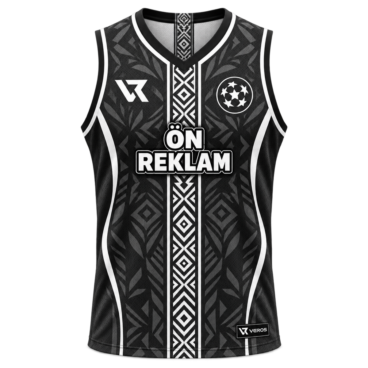 VEROS Mono Tribal Basketbol Forma Takımı ön görünüm Siyah-Beyaz