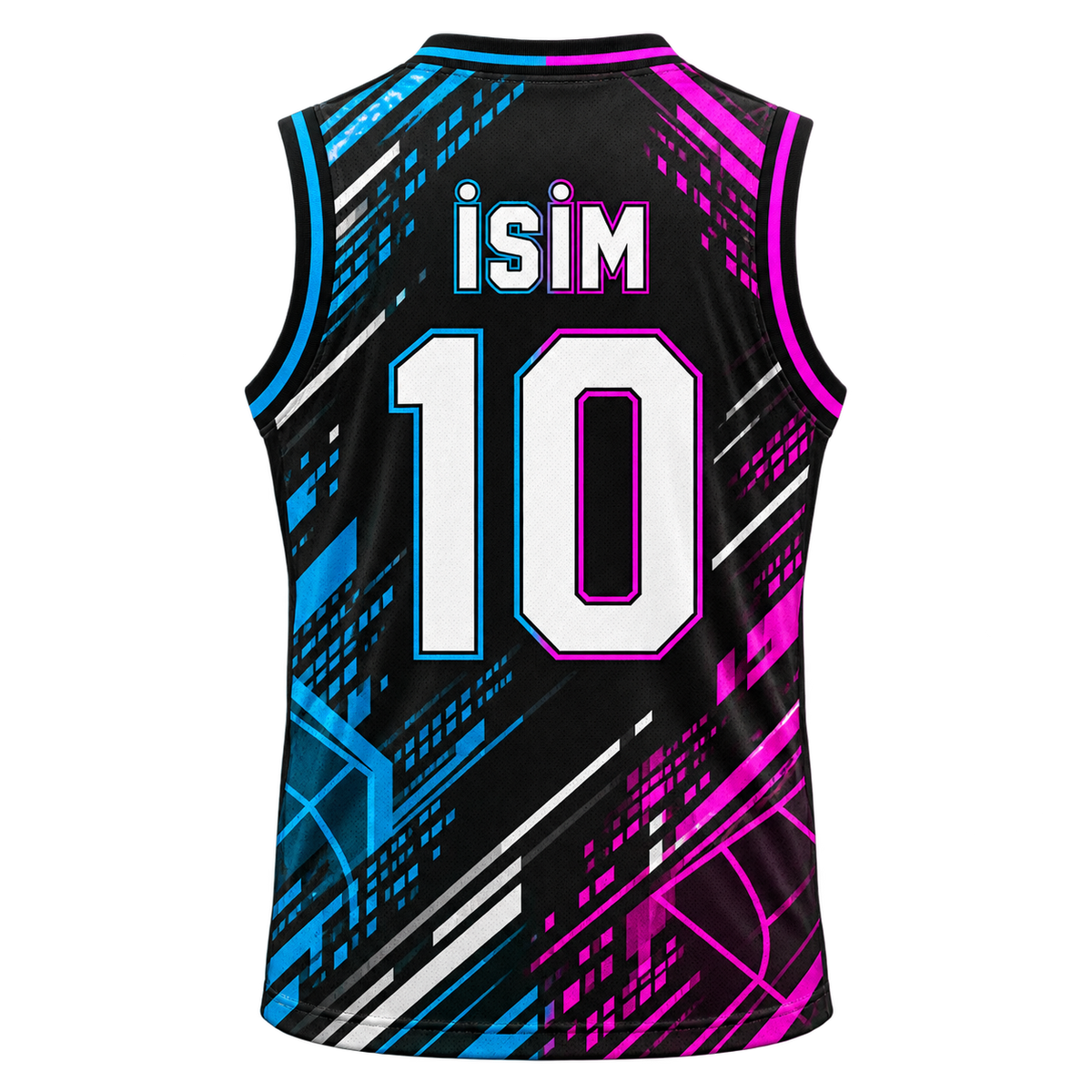 VEROS Neon Split Basketbol Forma Takımı arka isim ve numara görünümü