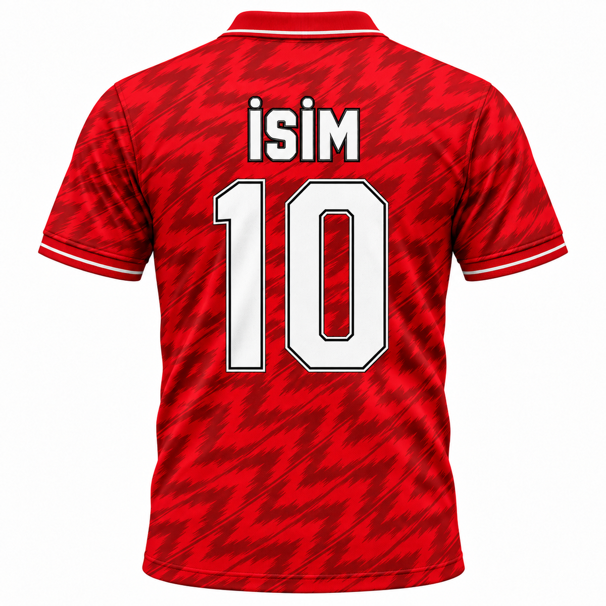 VEROS Kırmızı Fırtına Kişiye Özel Polo Yaka Forma arka görünüm isim ve 10 numara