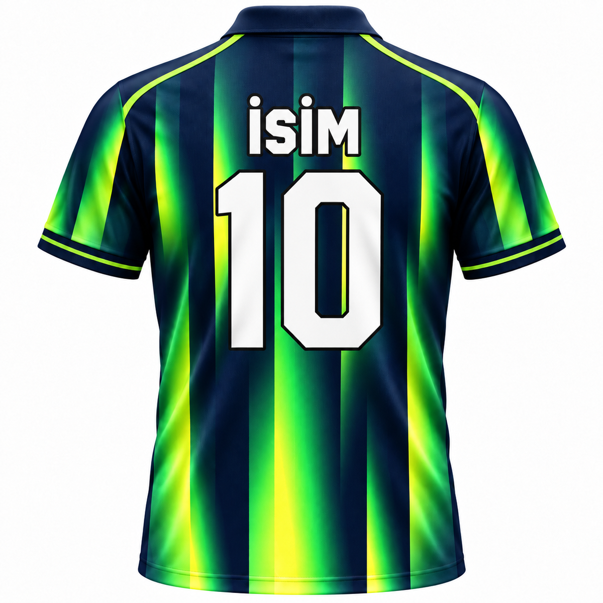 VEROS Neon Orman Kişiye Özel Polo Yaka Forma arka görünüm isim ve 10 numara