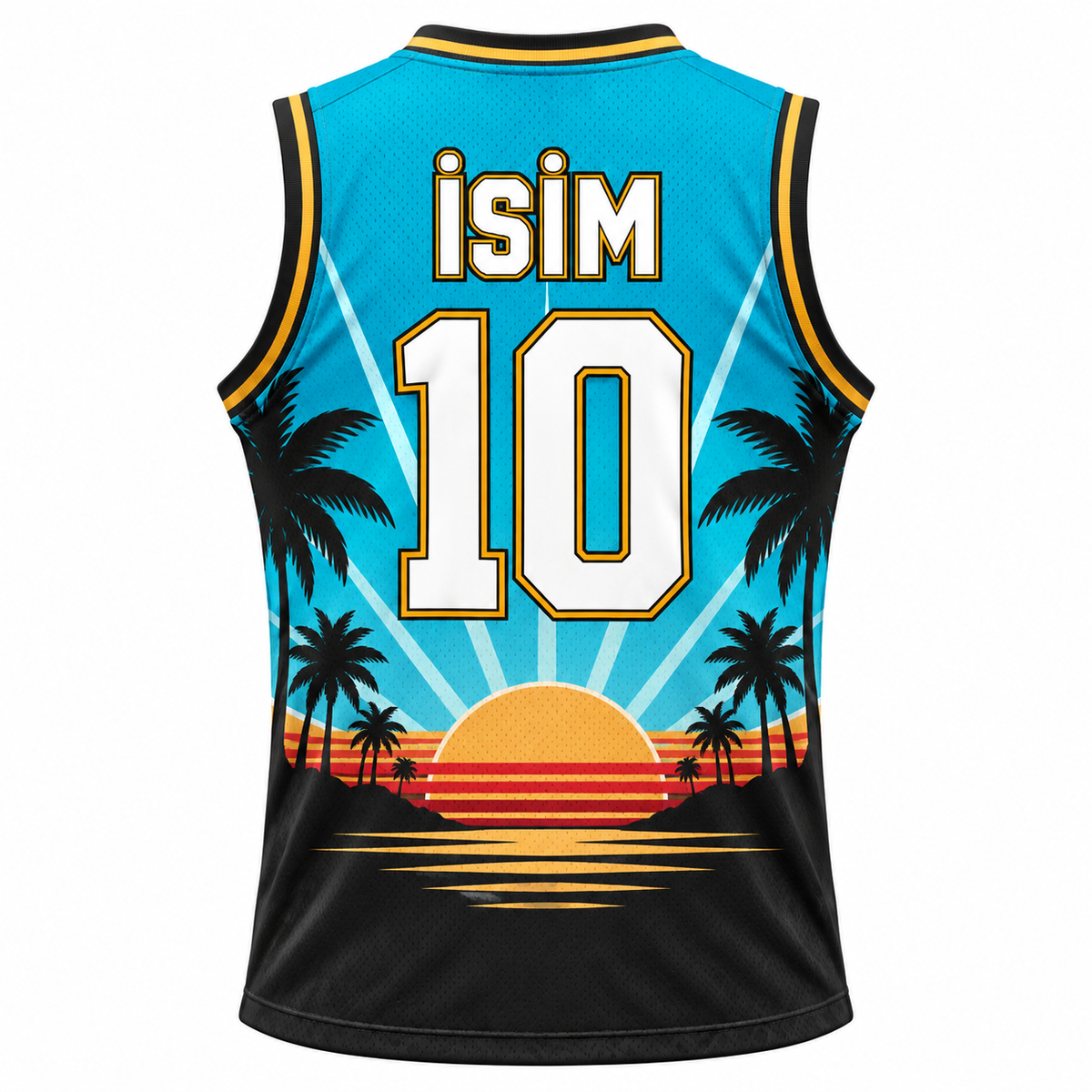 VEROS Sunset Dynasty Basketbol Forma Takımı arka isim ve numara görünümü