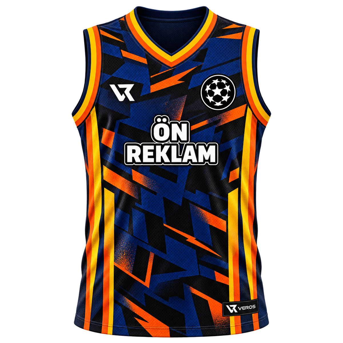 VEROS Thunder Grid Basketbol Forma Takımı ön görünüm Lacivert-Turuncu-Sarı