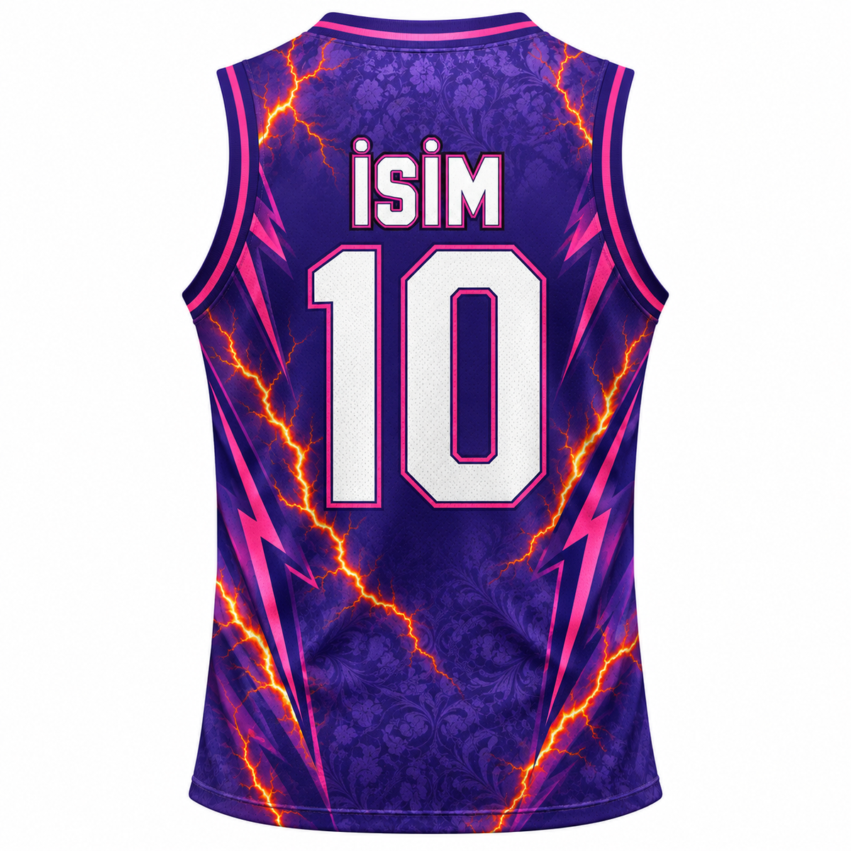 VEROS Violet Storm Voleybol Forma Takımı kolsuz arka isim ve numara görünümü